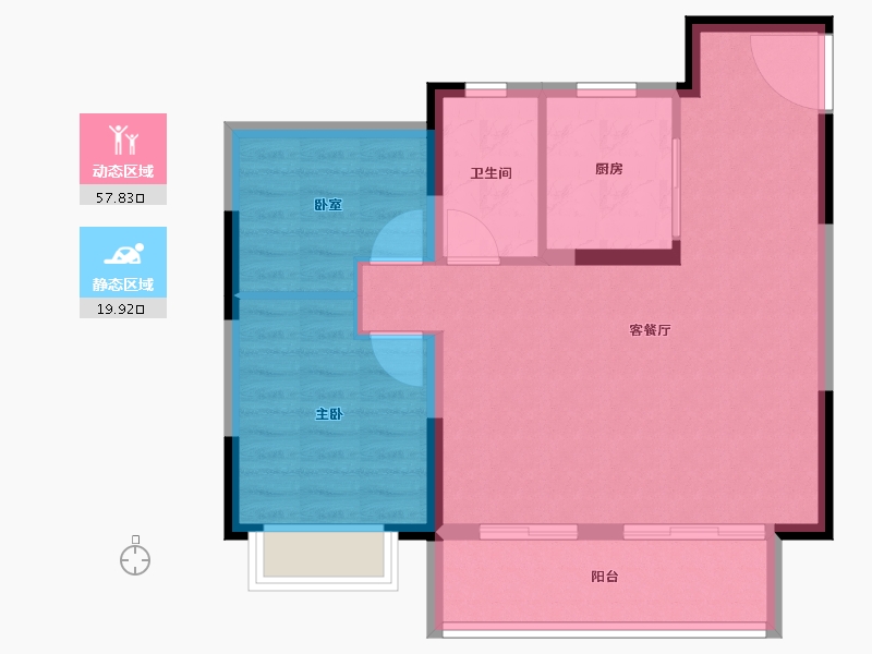 安徽省-合肥市-华地伟星龙川时代-70.40-户型库-动静分区