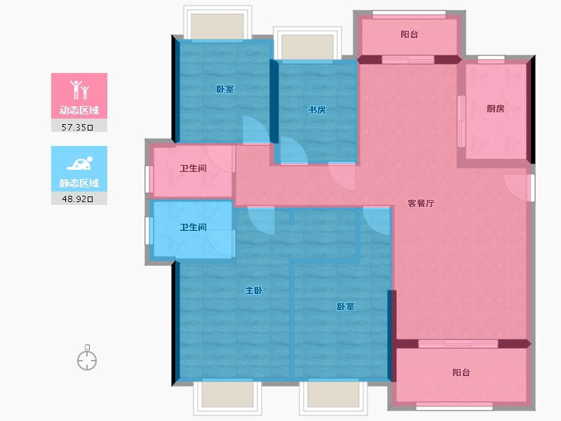 湖北省-荆门市-公园豪庭-102.00-户型库-动静分区