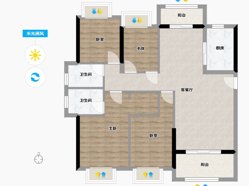 湖北省-荆门市-公园豪庭-102.00-户型库-采光通风