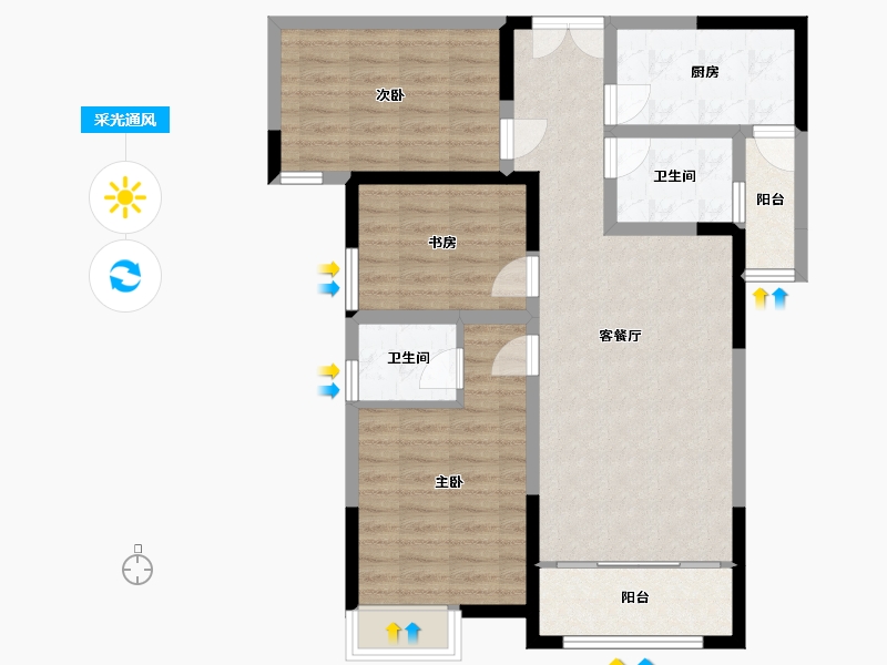 陕西省-安康市-天香华府-105.00-户型库-采光通风