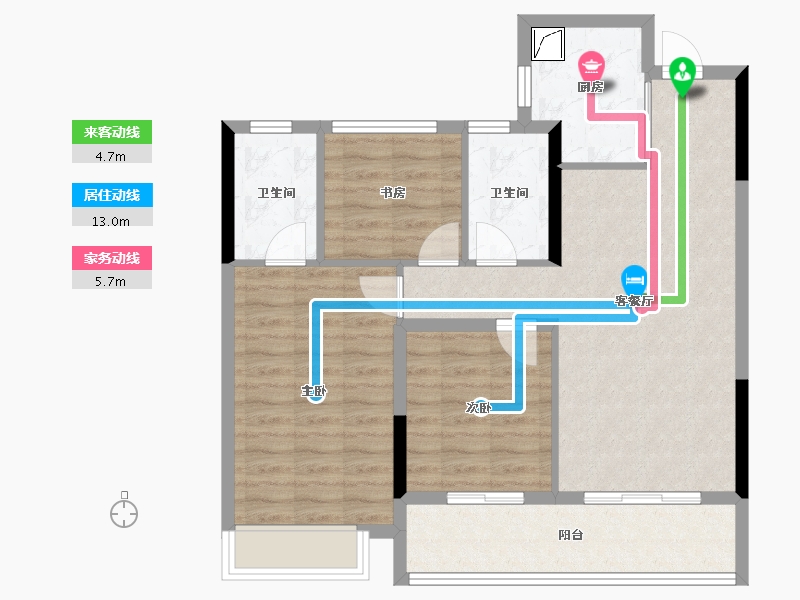 浙江省-杭州市-富春云庄-83.99-户型库-动静线