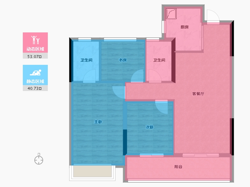 浙江省-杭州市-富春云庄-83.99-户型库-动静分区