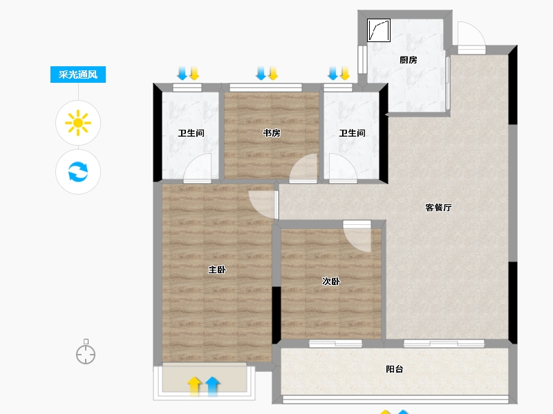 浙江省-杭州市-富春云庄-83.99-户型库-采光通风