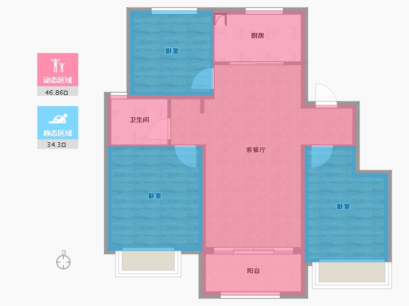 天津-天津市-泽信·渤龙云筑-72.57-户型库-动静分区