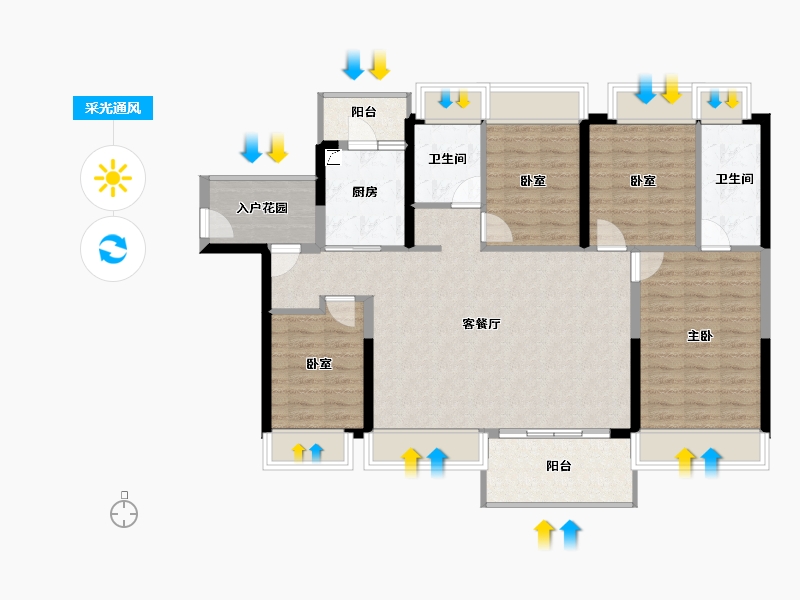 广东省-佛山市-保利华侨城云禧-108.01-户型库-采光通风