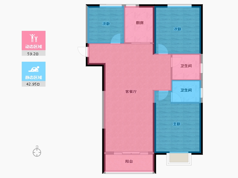 甘肃省-兰州市-瑞岭御府-92.94-户型库-动静分区