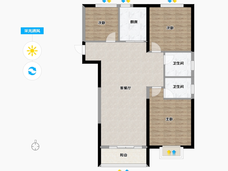 甘肃省-兰州市-瑞岭御府-92.94-户型库-采光通风