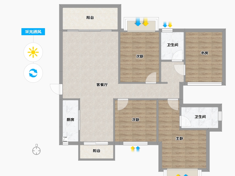 广西壮族自治区-南宁市-振业启航城-99.90-户型库-采光通风