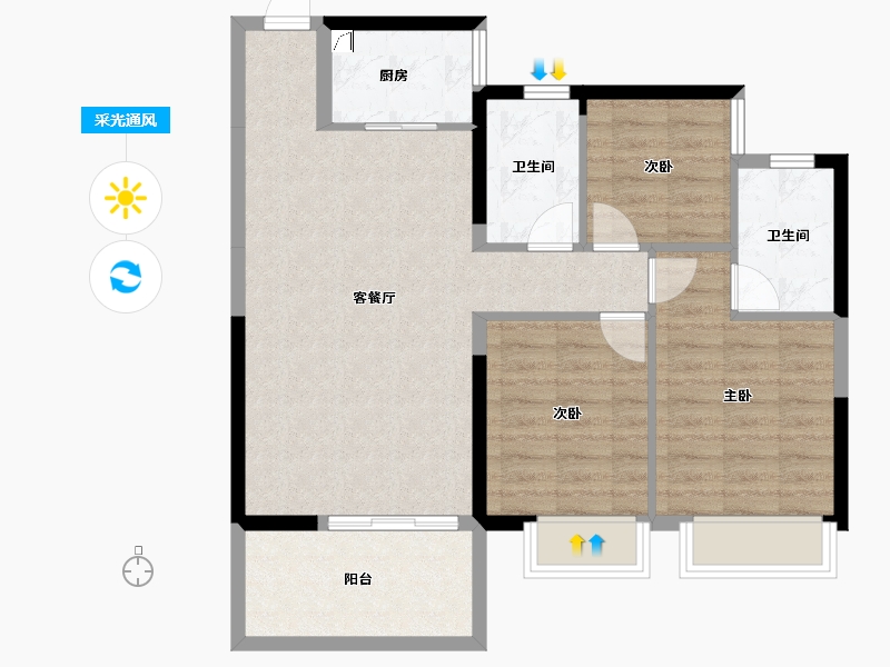 广西壮族自治区-南宁市-万丰新新江湖-81.24-户型库-采光通风