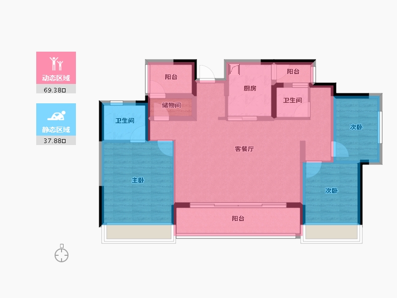 广东省-佛山市-佳兆业广雅院-95.16-户型库-动静分区