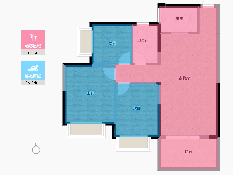 广西壮族自治区-南宁市-万丰新新江湖-73.21-户型库-动静分区