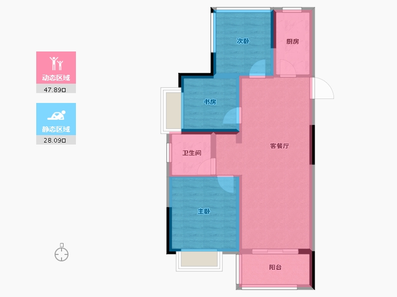 安徽省-合肥市-北城正荣府-67.42-户型库-动静分区