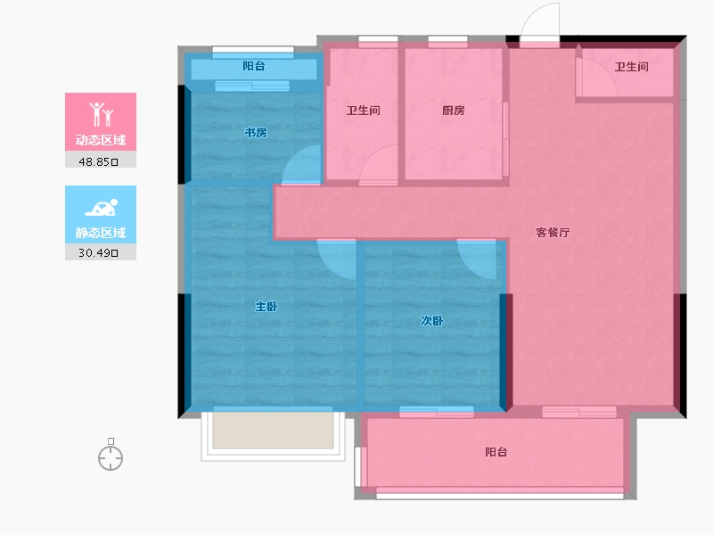 浙江省-杭州市-广宇锦上文澜-71.21-户型库-动静分区