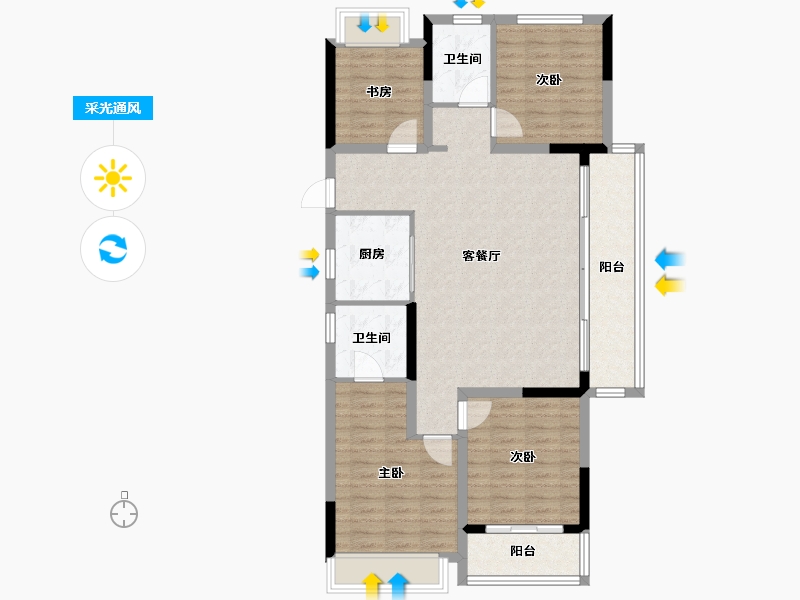 浙江省-杭州市-中旅时光里-103.19-户型库-采光通风