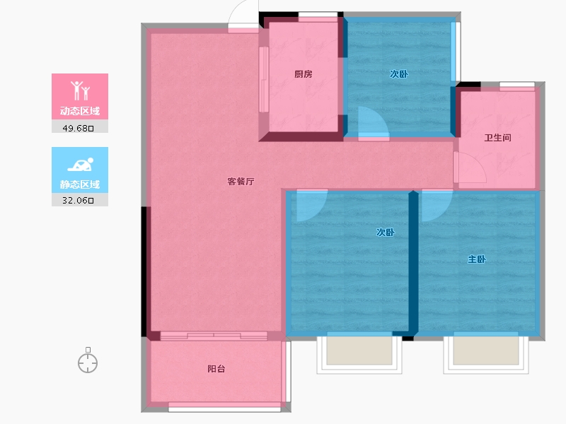 安徽省-合肥市-北城正荣府-72.68-户型库-动静分区