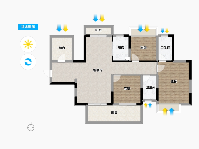 广西壮族自治区-南宁市-中建邕和府-100.08-户型库-采光通风