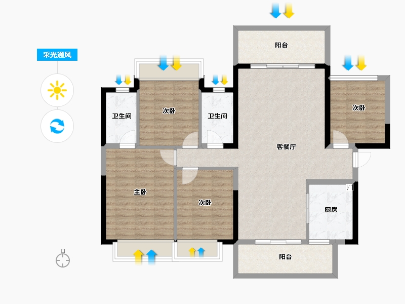 广西壮族自治区-南宁市-龙光天瀛-114.33-户型库-采光通风