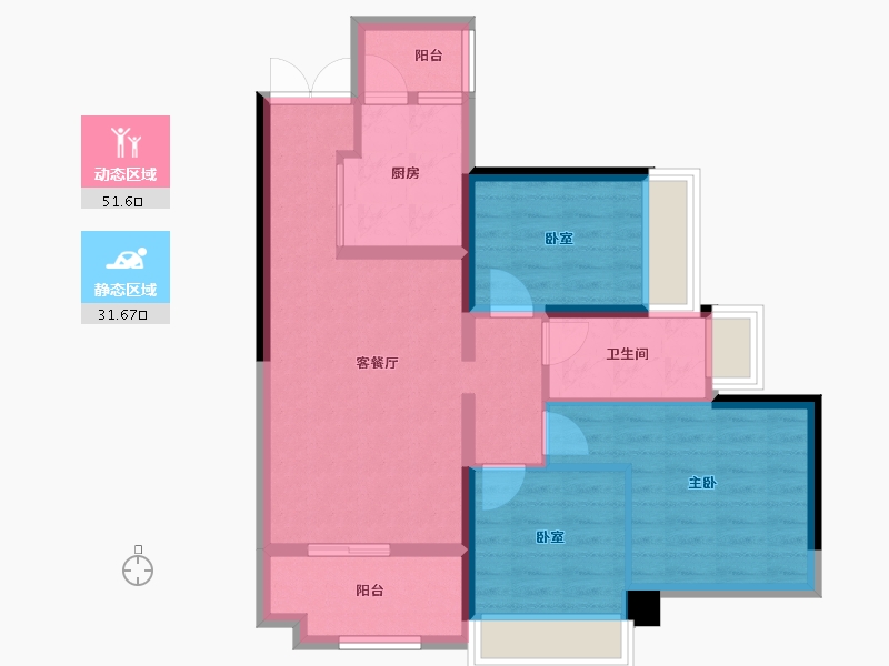 广东省-广州市-金融街花溪小镇-73.60-户型库-动静分区