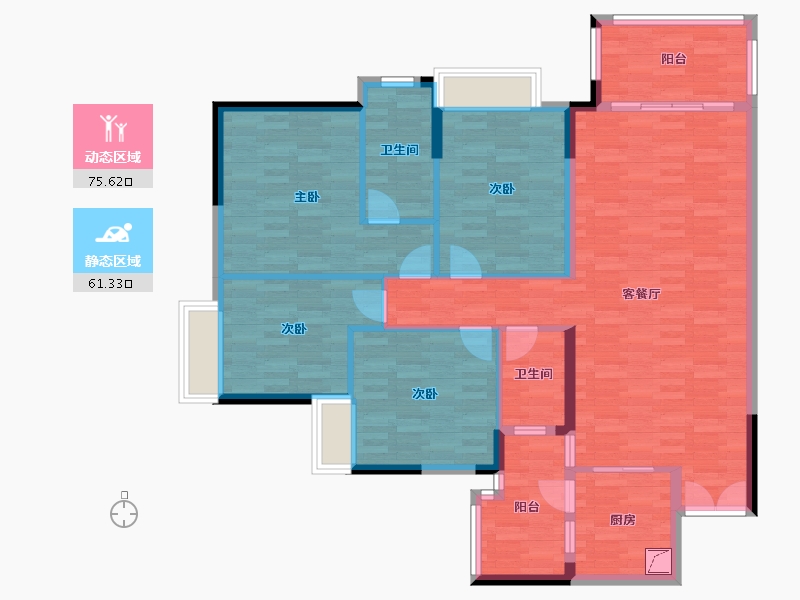 广东省-佛山市-广佛新世界花园洋房-124.02-户型库-动静分区