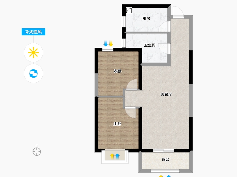 山西省-太原市-太原绿地新里城-62.59-户型库-采光通风