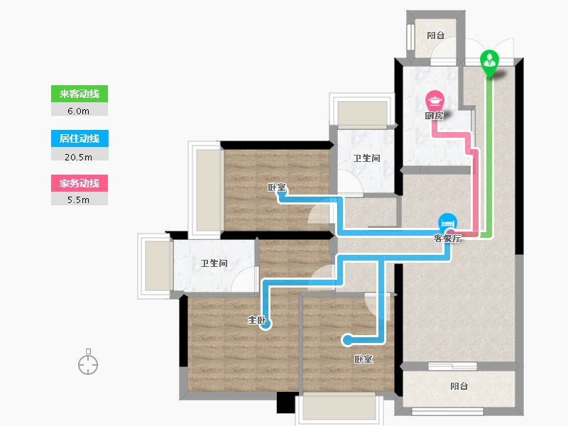 广东省-广州市-金融街花溪小镇-78.40-户型库-动静线