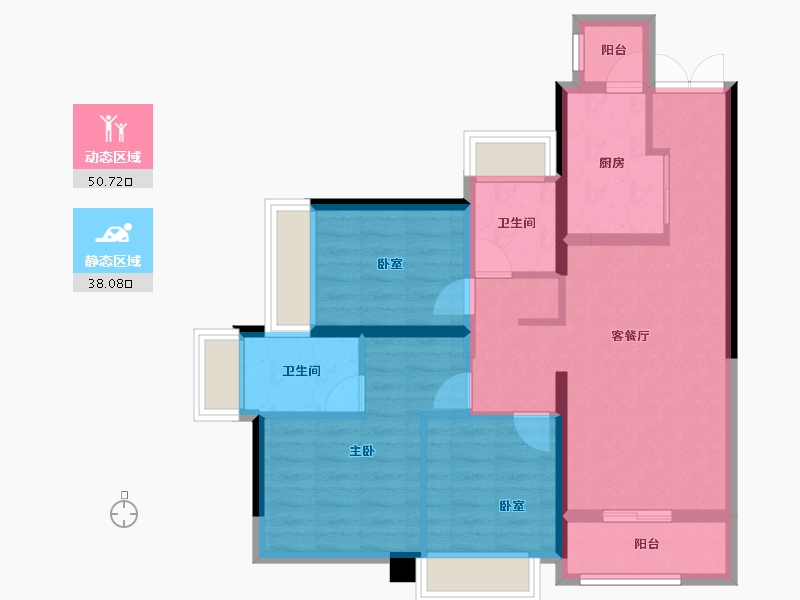 广东省-广州市-金融街花溪小镇-78.40-户型库-动静分区