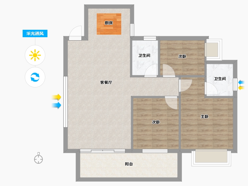 广西壮族自治区-南宁市-御珑府-82.63-户型库-采光通风