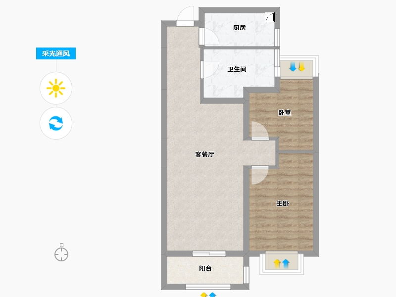 山西省-太原市-太原绿地新里城-66.14-户型库-采光通风