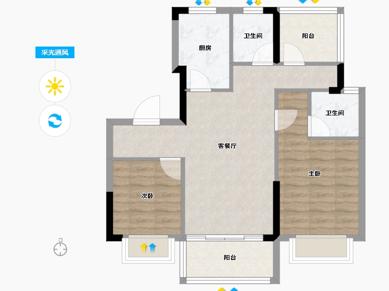 安徽省-合肥市-北城正荣府-65.39-户型库-采光通风