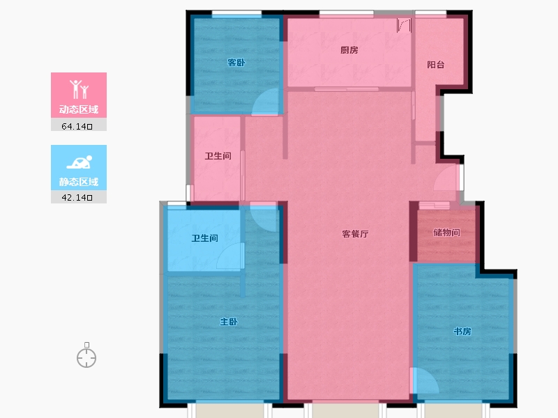 天津-天津市-万科西华府-95.08-户型库-动静分区