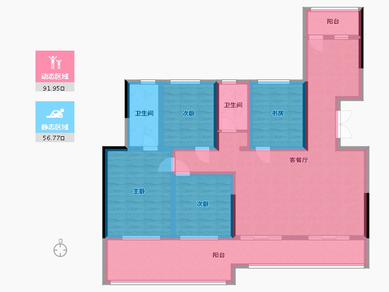 贵州省-黔西南布依族苗族自治州-富康·樾山府-99.00-户型库-动静分区