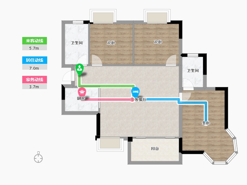 广西壮族自治区-南宁市-汉军冠江台-89.93-户型库-动静线