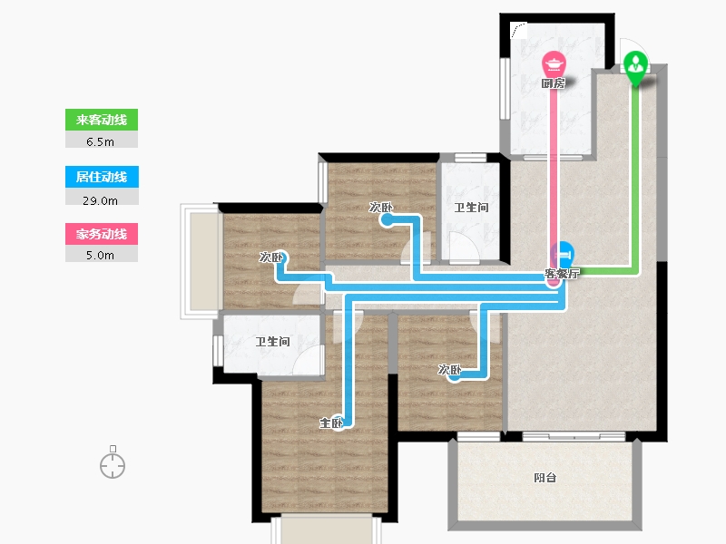 广西壮族自治区-南宁市-凯旋1号上水湾-97.83-户型库-动静线