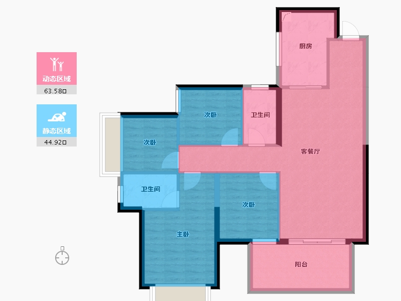 广西壮族自治区-南宁市-凯旋1号上水湾-97.83-户型库-动静分区