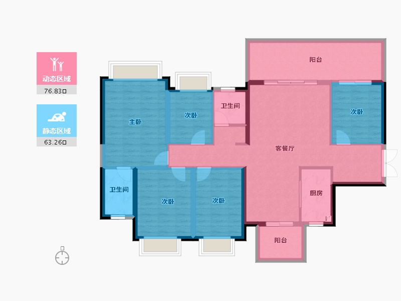 广西壮族自治区-南宁市-凯旋1号上水湾-125.88-户型库-动静分区