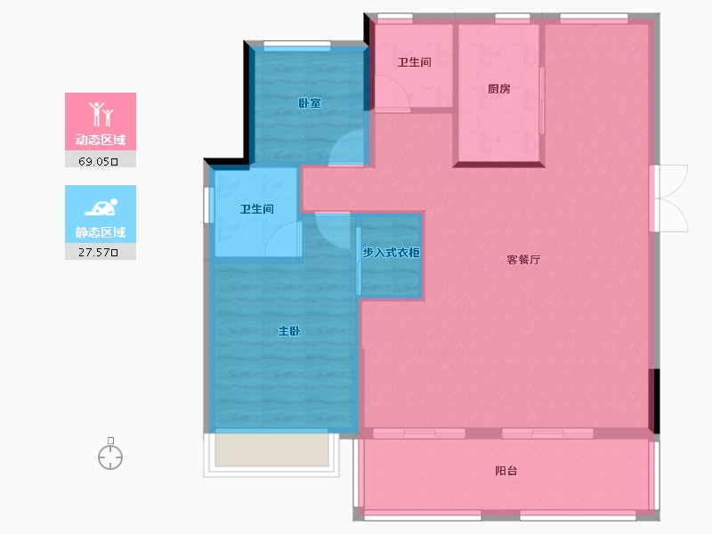 安徽省-合肥市-爱巢天润公馆-88.30-户型库-动静分区