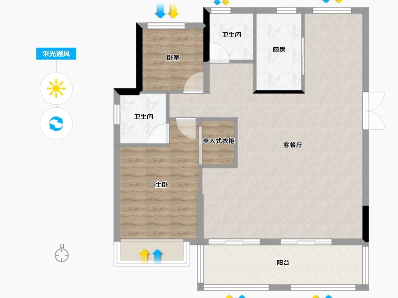 安徽省-合肥市-爱巢天润公馆-88.30-户型库-采光通风