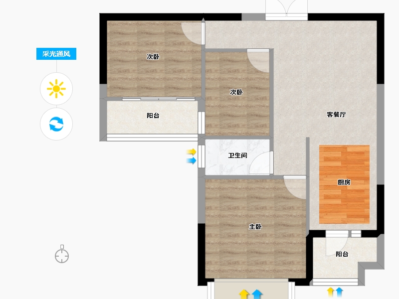 广西壮族自治区-南宁市-振宁星光广场-65.88-户型库-采光通风