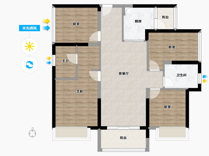 广东省-佛山市-华侨城云邸星悦-92.00-户型库-采光通风