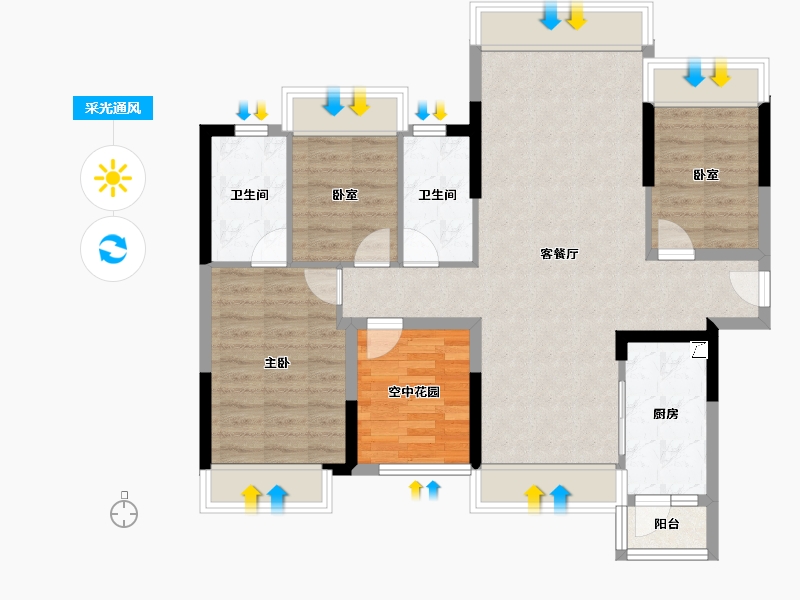 广东省-佛山市-中交白兰春晓-89.99-户型库-采光通风