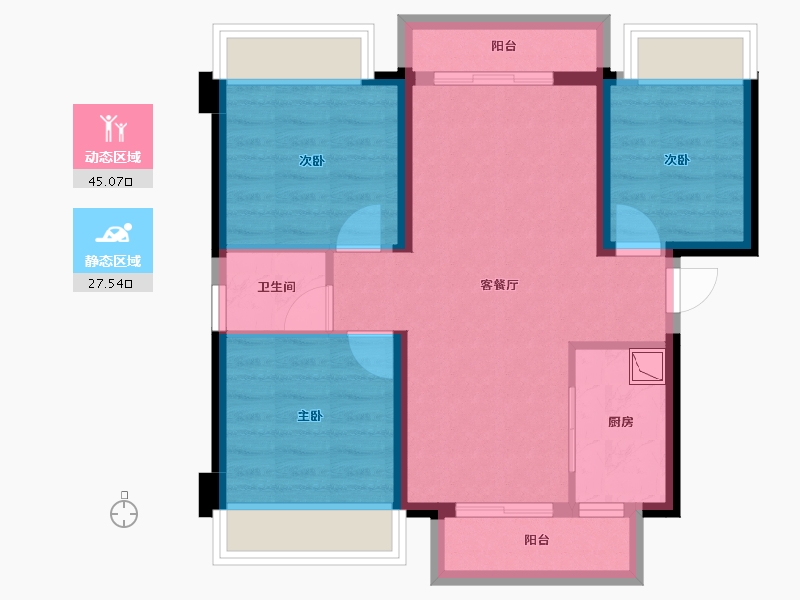 广西壮族自治区-南宁市-南宁宝能城-64.07-户型库-动静分区