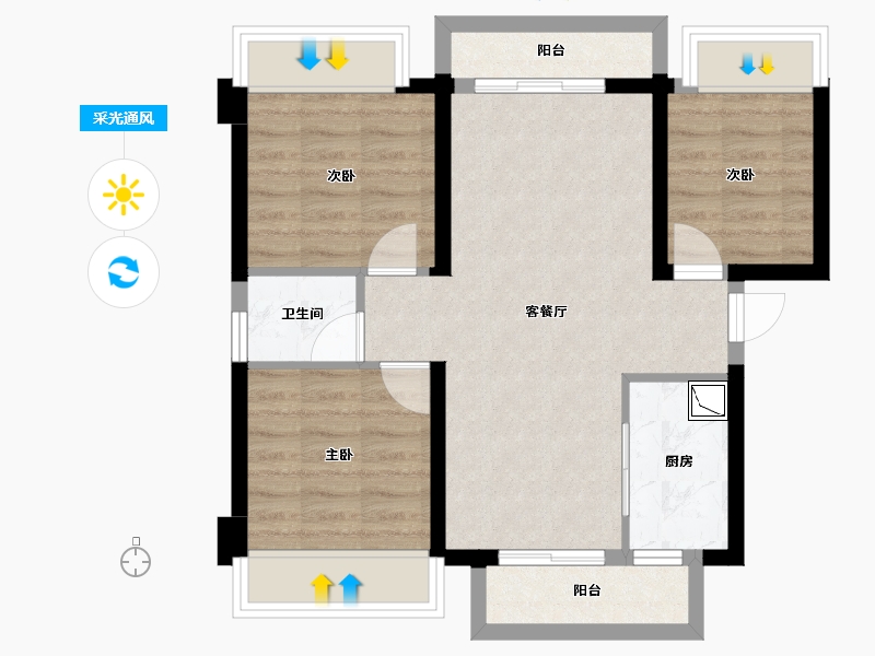 广西壮族自治区-南宁市-南宁宝能城-64.07-户型库-采光通风