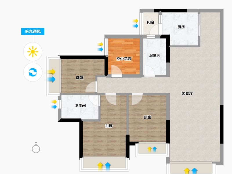 广东省-佛山市-中交白兰春晓-90.87-户型库-采光通风