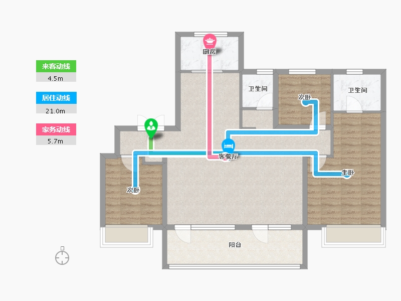 山东省-青岛市-蔚蓝天地-103.83-户型库-动静线