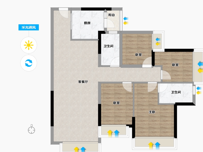 广东省-佛山市-中交白兰春晓-95.05-户型库-采光通风