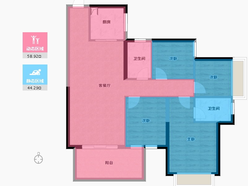 广西壮族自治区-南宁市-凯旋1号上水湾-92.81-户型库-动静分区