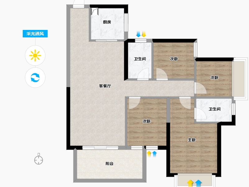 广西壮族自治区-南宁市-凯旋1号上水湾-92.81-户型库-采光通风