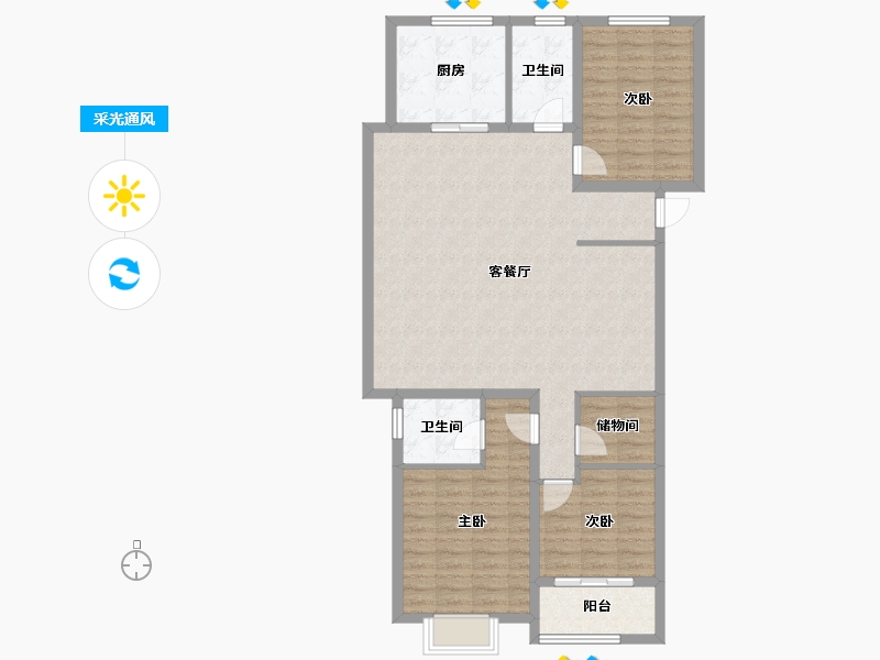 山西省-太原市-纳丹堡-109.01-户型库-采光通风