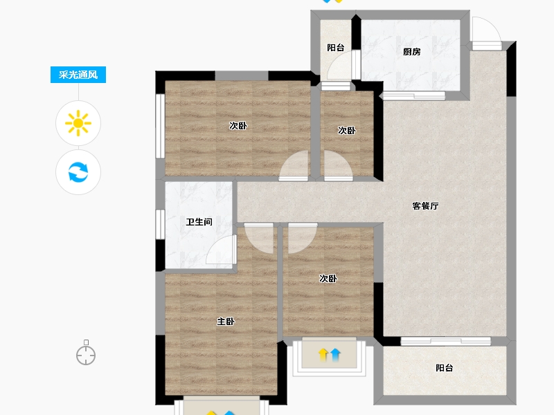 广西壮族自治区-南宁市-汉军冠江台-77.17-户型库-采光通风