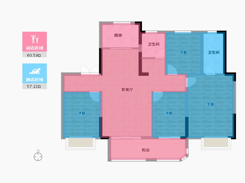 安徽省-合肥市-乐富强悦湖熙岸-106.27-户型库-动静分区